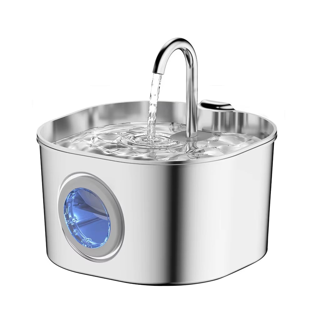 Customized 2.2L Stainless Steel Pet Water Fountain Factory Wholesale Super Silent Automatic Dog Cat Water Dispenser