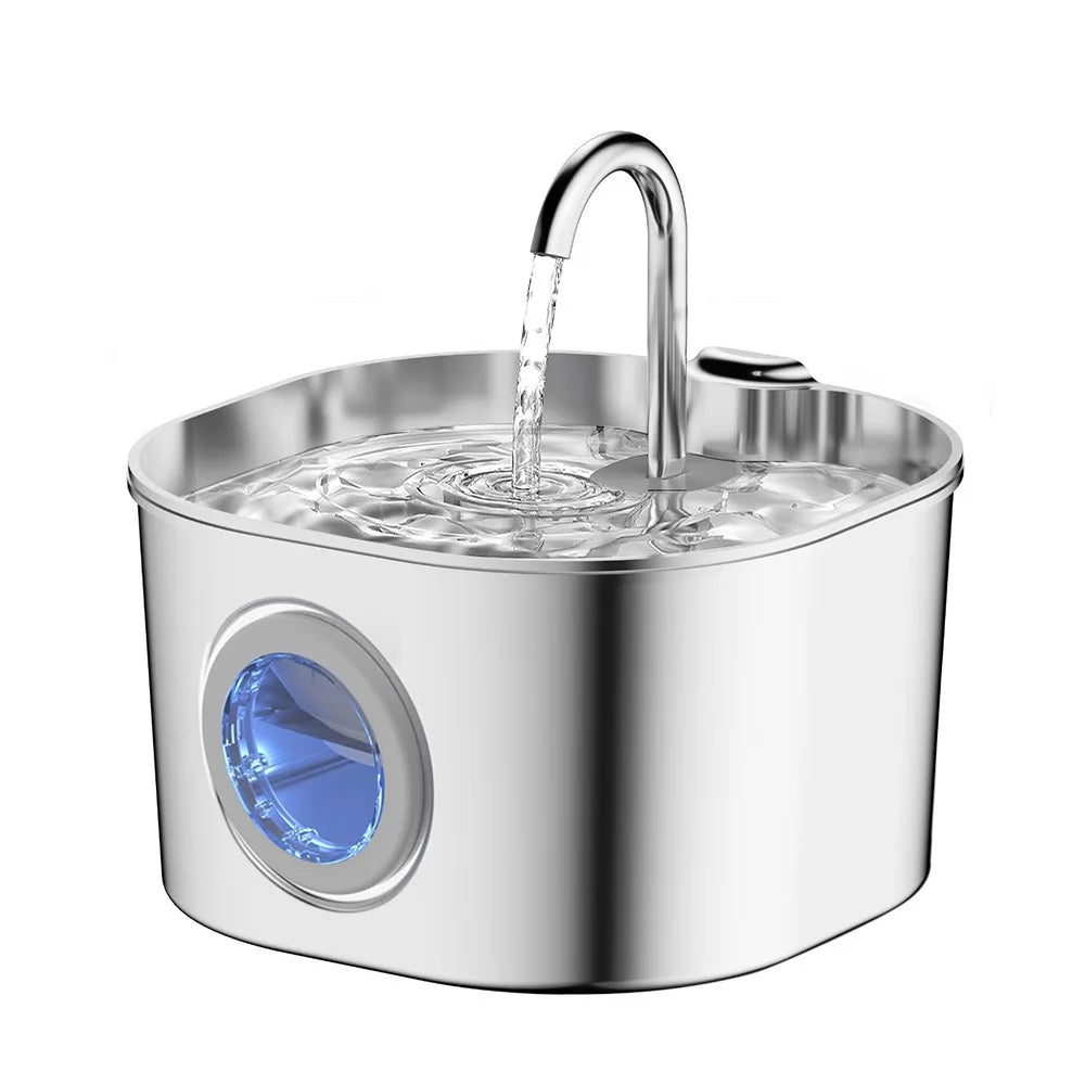 Factory Wholesale 2.2L Ultra Quiet Stainless Steel Cat Water Fountain Custom Automatic Pet Water Dispenser for Cats Dogs