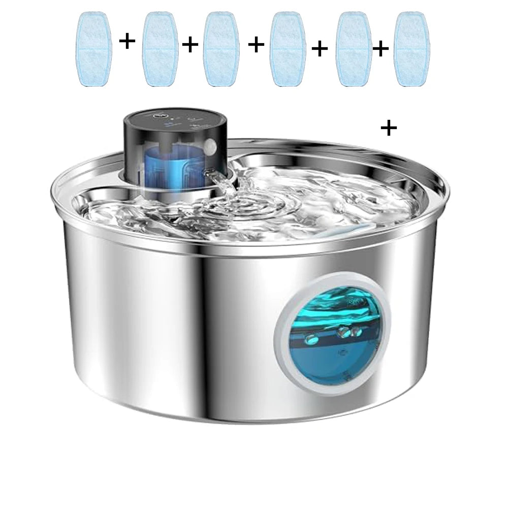 Stainless Steel Wireless Cat Water Fountain Charging Automatic Pet Drinking Motion Sensor Dog Water Dispenser Accessories Filter