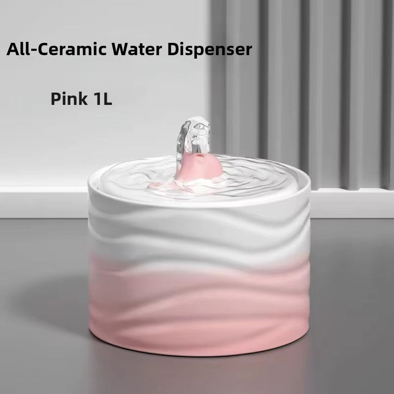 Professional Ceramic Cat Dog Water Fountain Aesthetic Automatic Self-Circulating Water Dispenser Ultra Quiet Pump Solid