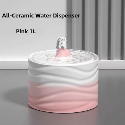 Professional Ceramic Cat Dog Water Fountain Aesthetic Automatic Self-Circulating Water Dispenser Ultra Quiet Pump Solid