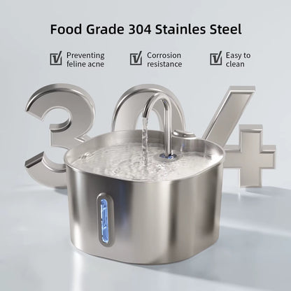 Smart Stainless Steel Pet Water Dispenser Mute Automatic Circulation Feeder for Dogs and Cats Solid Pattern Drinking Artifact