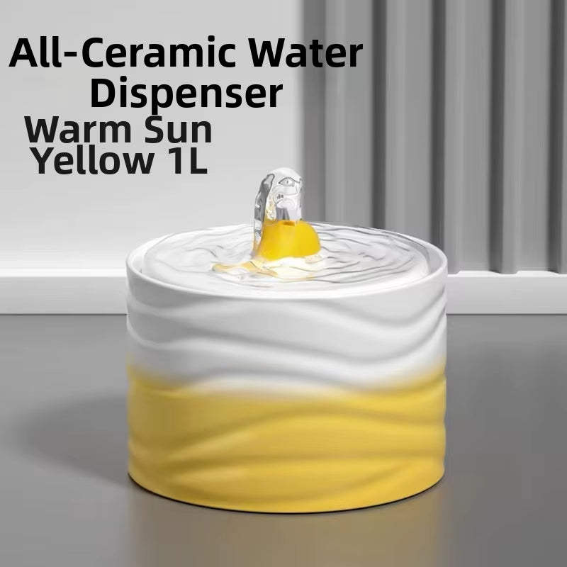Professional Ceramic Cat Dog Water Fountain Aesthetic Automatic Self-Circulating Water Dispenser Ultra Quiet Pump Solid