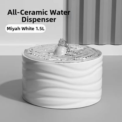 Professional Ceramic Cat Dog Water Fountain Aesthetic Automatic Self-Circulating Water Dispenser Ultra Quiet Pump Solid
