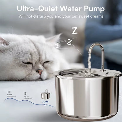 Cross-Border Hot Sale 2L Stainless Steel Cat & Dog Water Dispenser Smart Automatic Circulation Filter Detachable