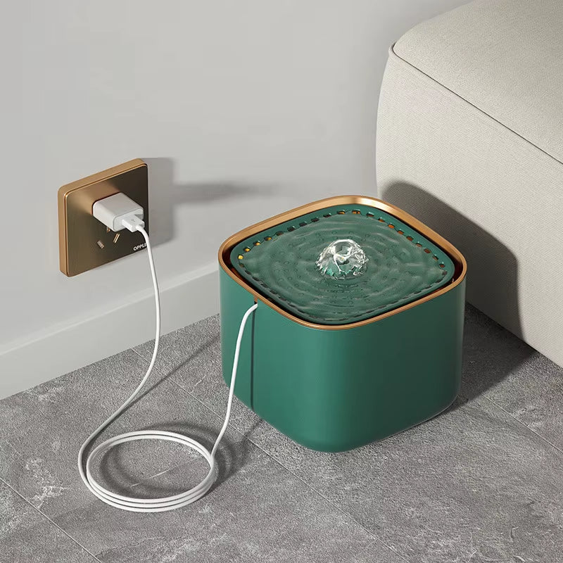 Automatic LED Dog & Cat Water Fountain with Smart Circulation Charge-Powered Plastic Design