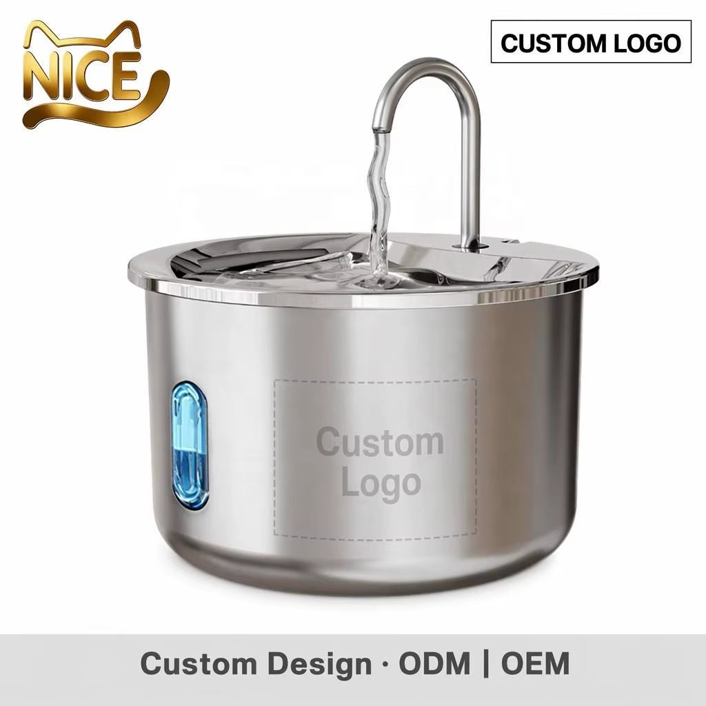 Cross-Border Hot Sale 2L Stainless Steel Cat & Dog Water Dispenser Smart Automatic Circulation Filter Detachable