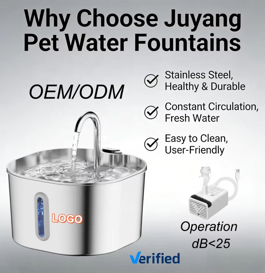 Customized 2.2L Stainless Steel Pet Water Fountain Factory Wholesale Super Silent Automatic Dog Cat Water Dispenser