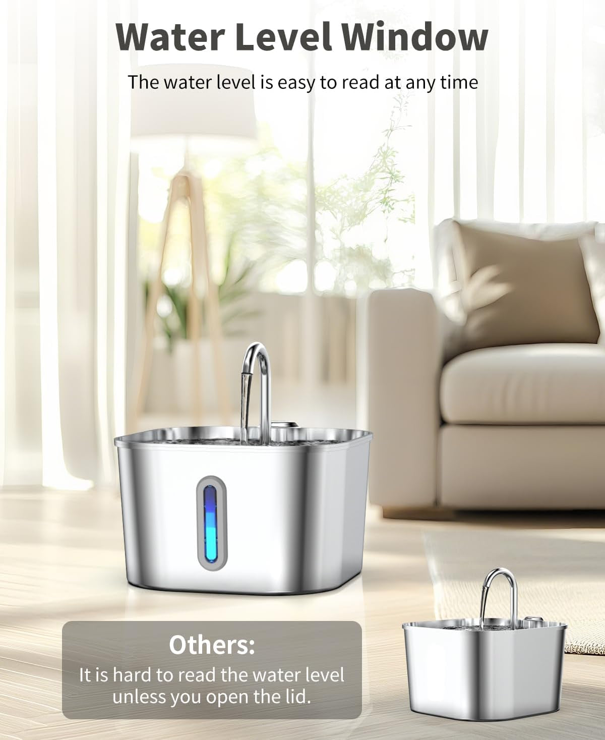 Cat Water Fountain Stainless Steel, 74Oz/2.2L Pet Fountain | Quiet Pump, Easy to Clean, Cat Drinking Fountain for Indoor Cats and Small Dogs