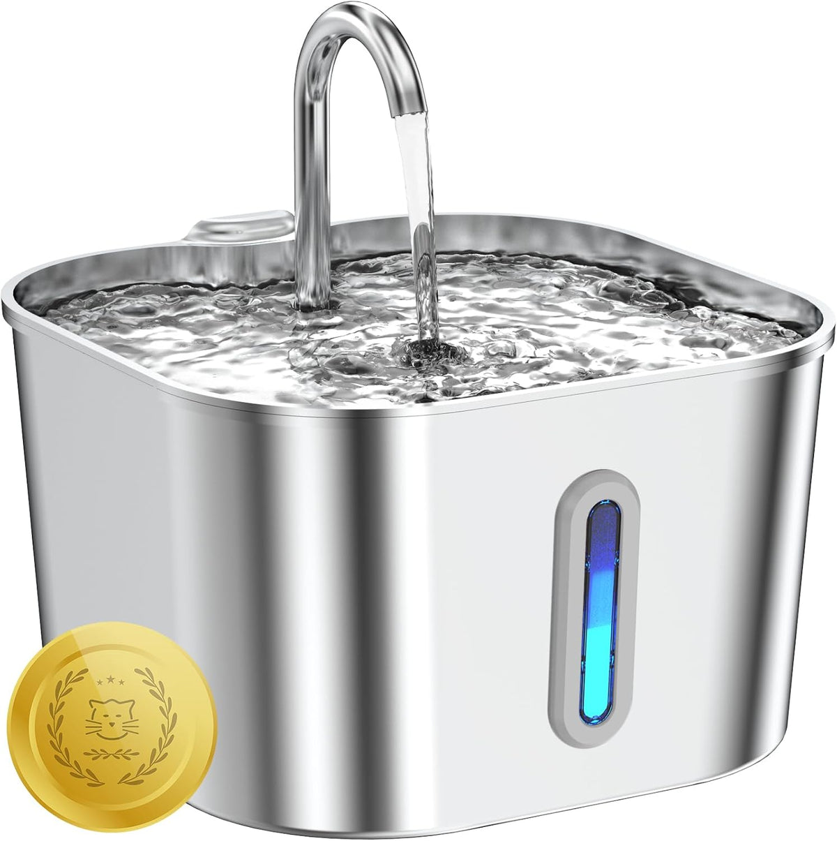 Cat Water Fountain Stainless Steel, 74Oz/2.2L Pet Fountain | Quiet Pump, Easy to Clean, Cat Drinking Fountain for Indoor Cats and Small Dogs