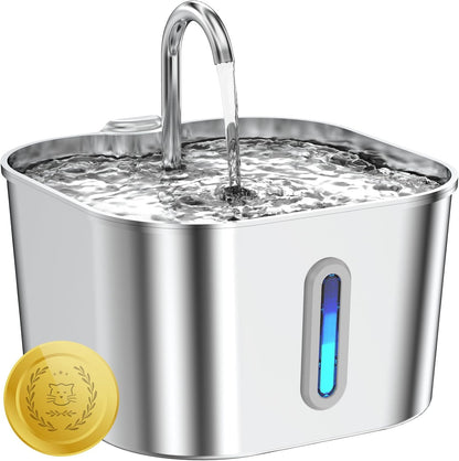 Cat Water Fountain Stainless Steel, 74Oz/2.2L Pet Fountain | Quiet Pump, Easy to Clean, Cat Drinking Fountain for Indoor Cats and Small Dogs