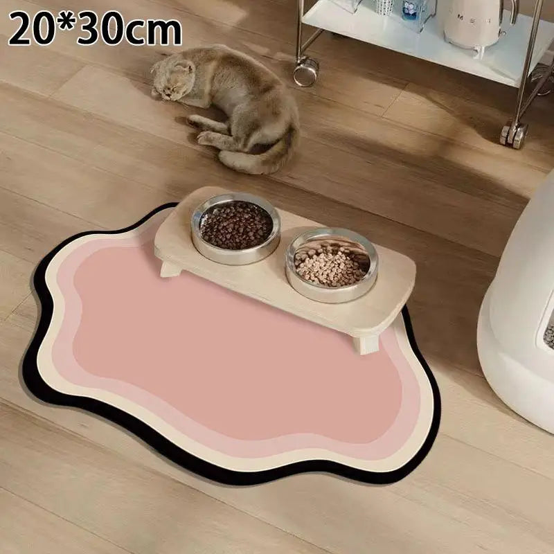 Diatomaceous Mud Absorbent Pet Placemat for Food and Water Bowl with Waterproof Quick-Dry Rubber Backing Non-Slip Home Pet Mat