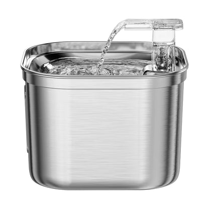 Stainless Steel Pet Water Fountain, Automatic Cat Water Dispenser with Running Stream