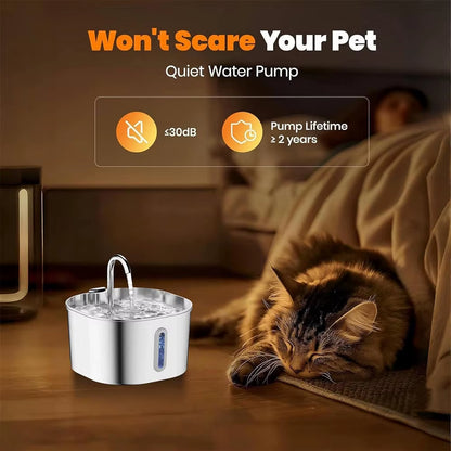 Smart Stainless Steel Pet Water Dispenser Mute Automatic Circulation Feeder for Dogs and Cats Solid Pattern Drinking Artifact
