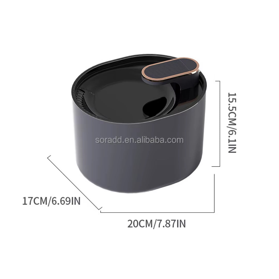 2025 Large Capacity Smart LCD Display Plastic Rounded Design Pet Water Dispenser Automatic Circulate Filtering Cat Dog 3L
