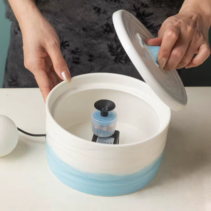 Professional Ceramic Cat Dog Water Fountain Aesthetic Automatic Self-Circulating Water Dispenser Ultra Quiet Pump Solid