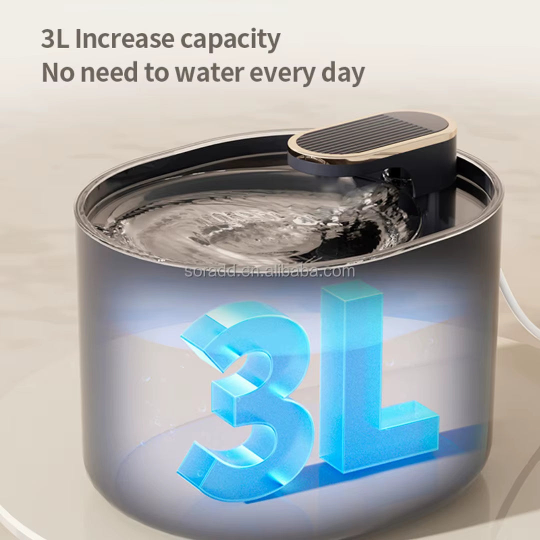 2025 Large Capacity Smart LCD Display Plastic Rounded Design Pet Water Dispenser Automatic Circulate Filtering Cat Dog 3L