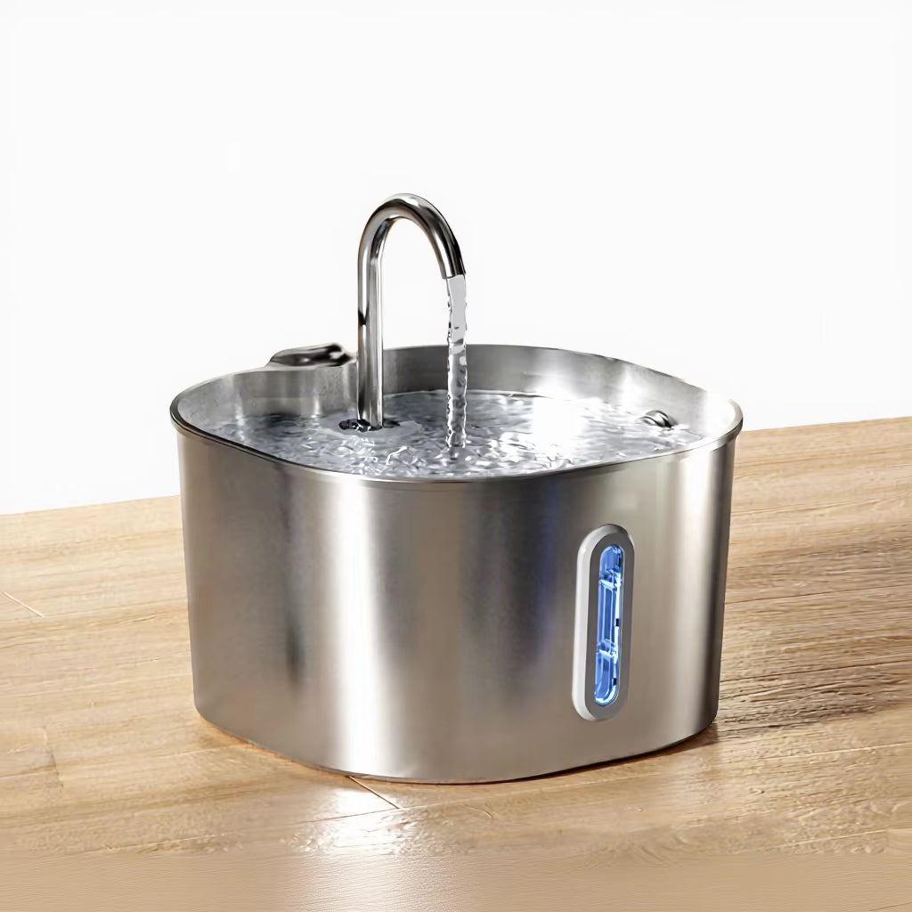 Smart Stainless Steel Pet Water Dispenser Mute Automatic Circulation Feeder for Dogs and Cats Solid Pattern Drinking Artifact