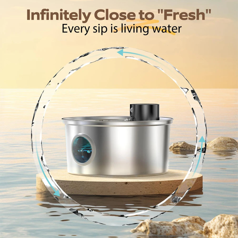 Stainless Steel Wireless Cat Water Fountain Charging Automatic Pet Drinking Motion Sensor Dog Water Dispenser Accessories Filter