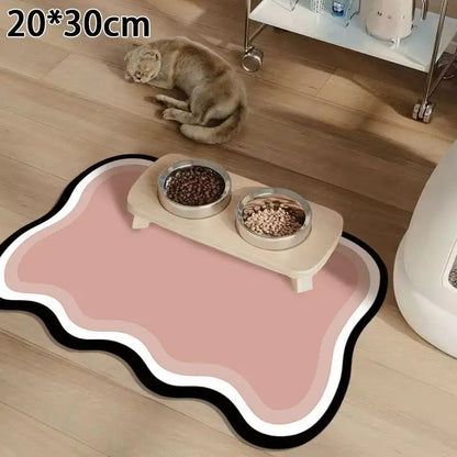 Diatomaceous Mud Absorbent Pet Placemat for Food and Water Bowl with Waterproof Quick-Dry Rubber Backing Non-Slip Home Pet Mat