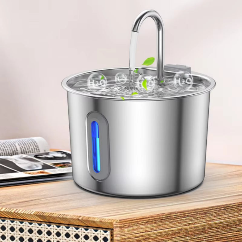 2.2L 304 Stainless Steel Battery Powered Modern Pet Water Fountain Automatic Flowing Drinking Dispenser for Cats Dogs Home Use