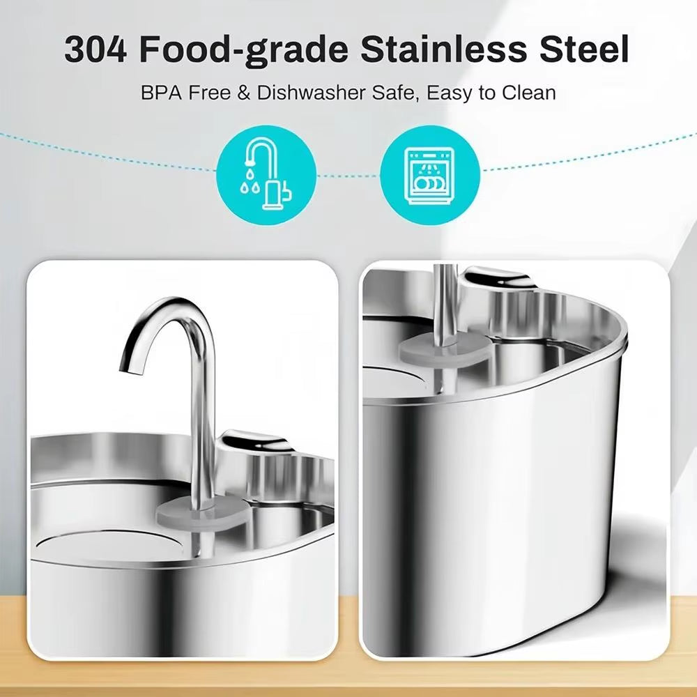 Smart Stainless Steel Pet Water Dispenser Mute Automatic Circulation Feeder for Dogs and Cats Solid Pattern Drinking Artifact