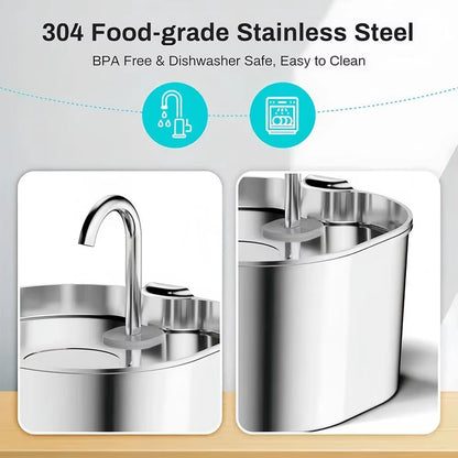 Smart Stainless Steel Pet Water Dispenser Mute Automatic Circulation Feeder for Dogs and Cats Solid Pattern Drinking Artifact