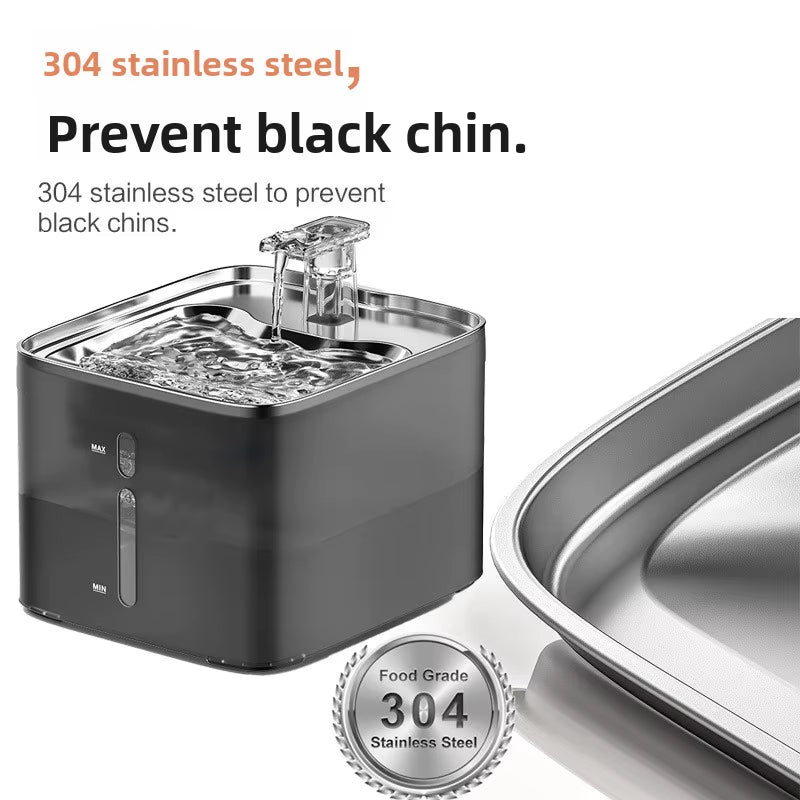 Automatic Stainless Steel Cat Fountain Pet Water Dispenser with Charging Automatic Circulation Smart Puppy Feed Water Fountain