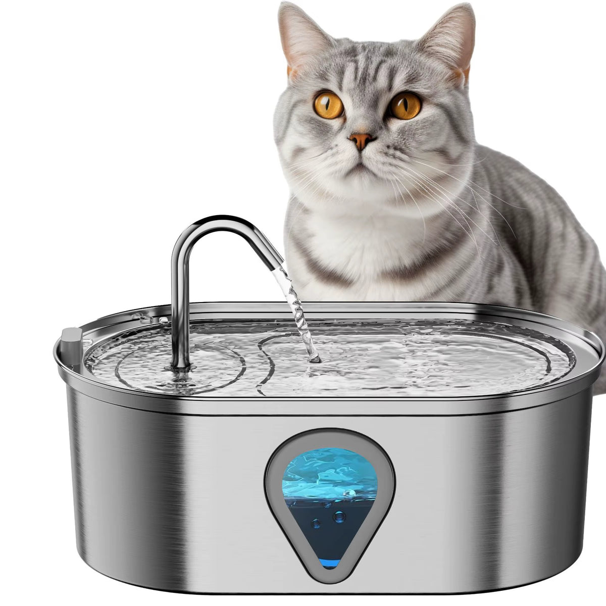 OEM Stainless Steel Pet Water Bowl Electric/Battery Operated Automatic Pet Fountain for Water Drinking and Feeding