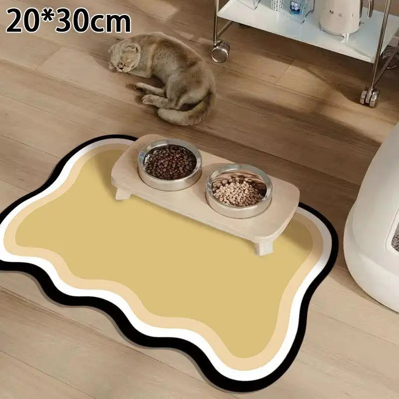 Diatomaceous Mud Absorbent Pet Placemat for Food and Water Bowl with Waterproof Quick-Dry Rubber Backing Non-Slip Home Pet Mat