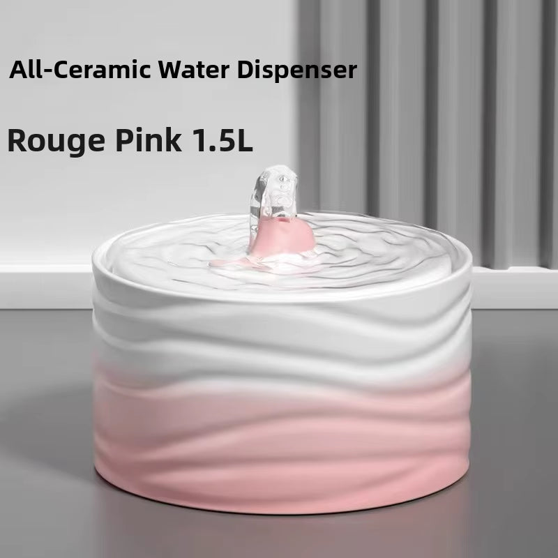 Professional Ceramic Cat Dog Water Fountain Aesthetic Automatic Self-Circulating Water Dispenser Ultra Quiet Pump Solid