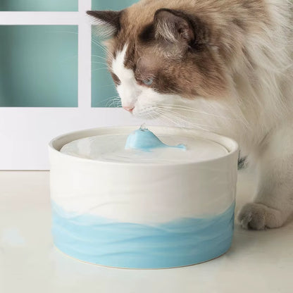 Professional Ceramic Cat Dog Water Fountain Aesthetic Automatic Self-Circulating Water Dispenser Ultra Quiet Pump Solid