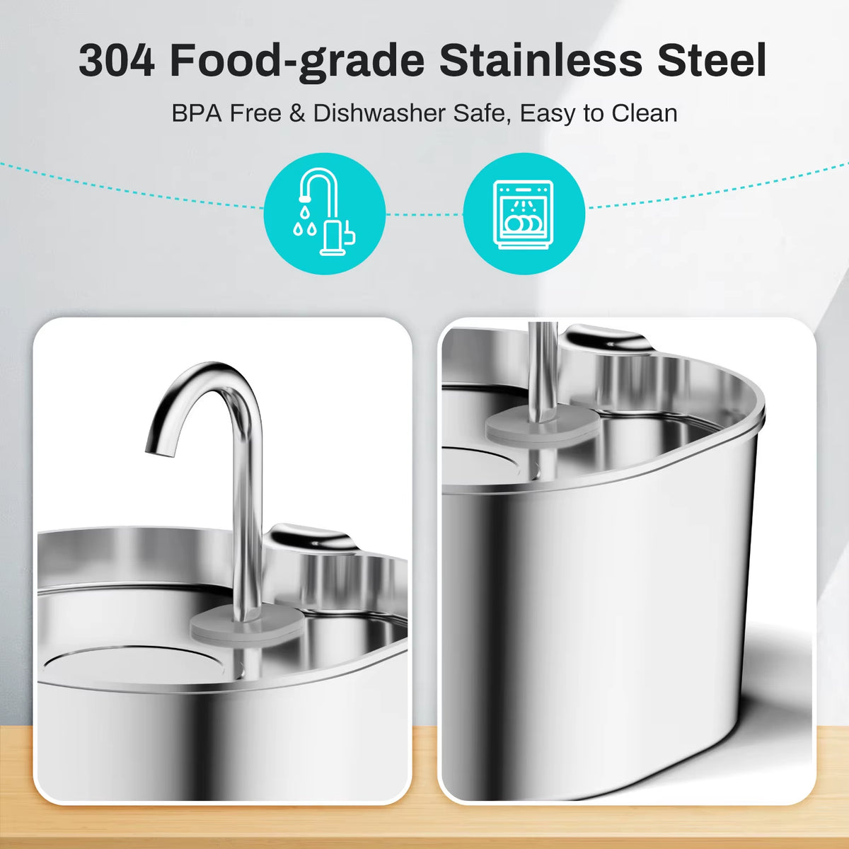 2.2L Stainless Steel Pet Water Fountain Automatic Circulation Filtration Cat Dog Dispenser Faucet Bar Indoor Outdoor Use