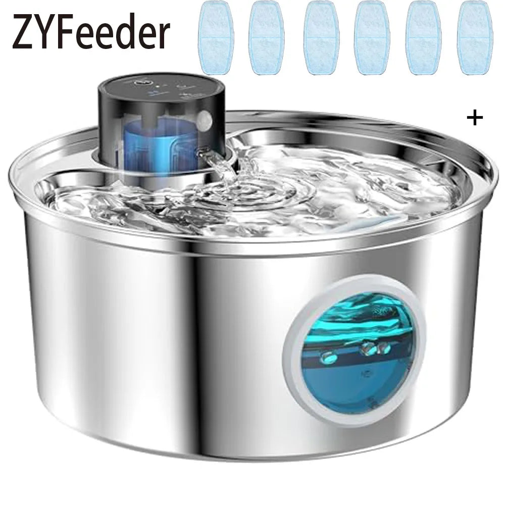 Stainless Steel Wireless Cat Water Fountain Charging Automatic Pet Drinking Motion Sensor Dog Water Dispenser Accessories Filter