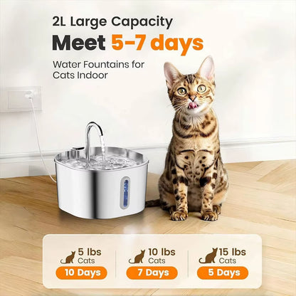 Smart Stainless Steel Pet Water Dispenser Mute Automatic Circulation Feeder for Dogs and Cats Solid Pattern Drinking Artifact