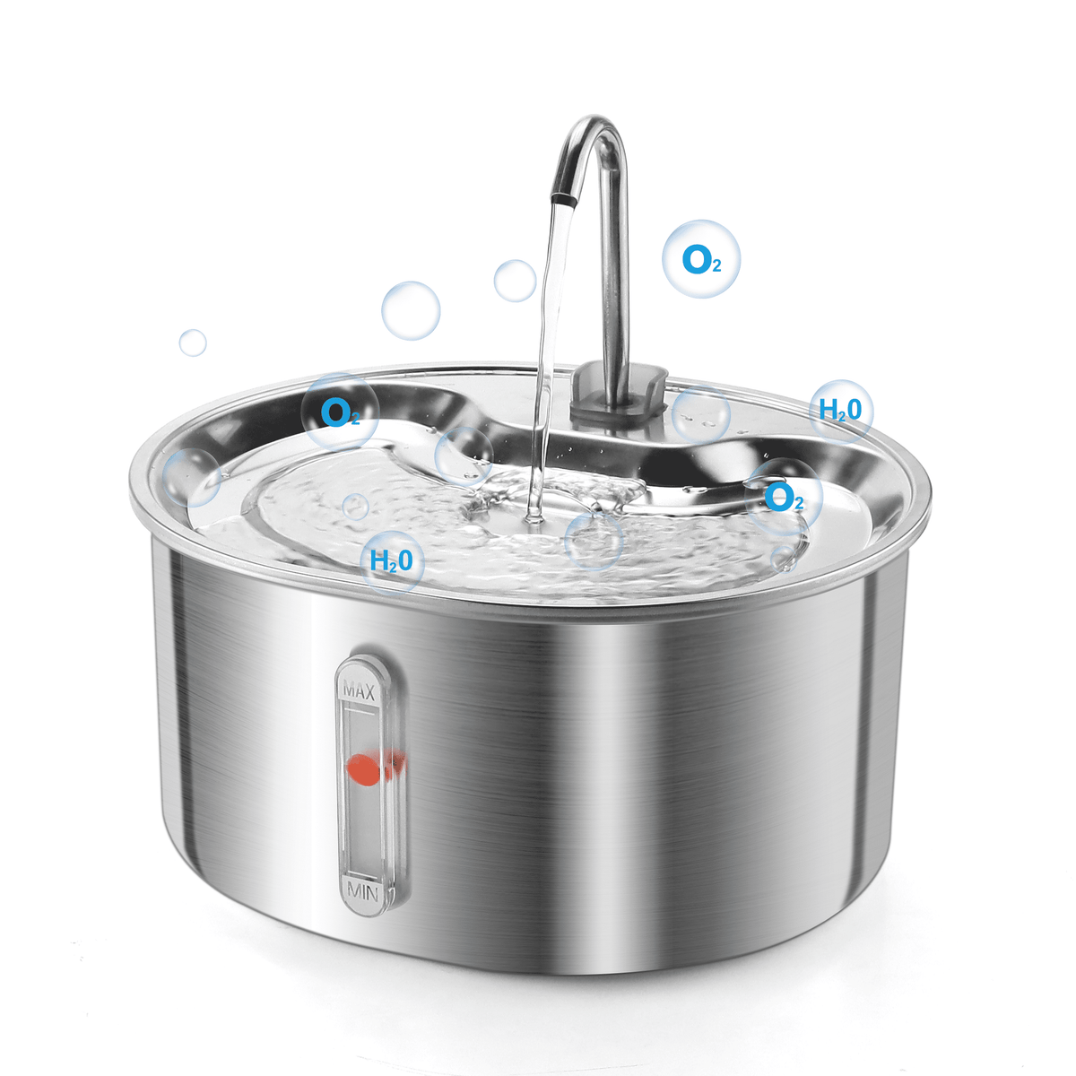 304 Stainless Steel Pet Water Fountain, 3.2L Automatic Electric Drinking Bowl for Cats and Dogs