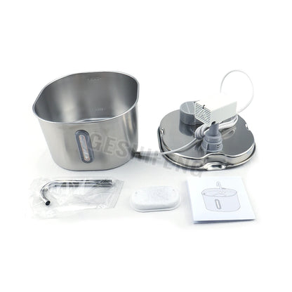 2.2L Stainless Steel Cat Drinking Fountain AC Powered, No Battery Needed, Quiet Pet Water Dispenser with Strip Window