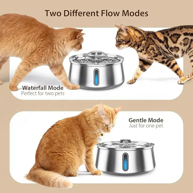 Cat Water Fountain Stainless Steel 1.1 Gal/135Oz/4.0L Large Drinking Capacity Hygienic 5-Stage Filtration Waterer Purifier