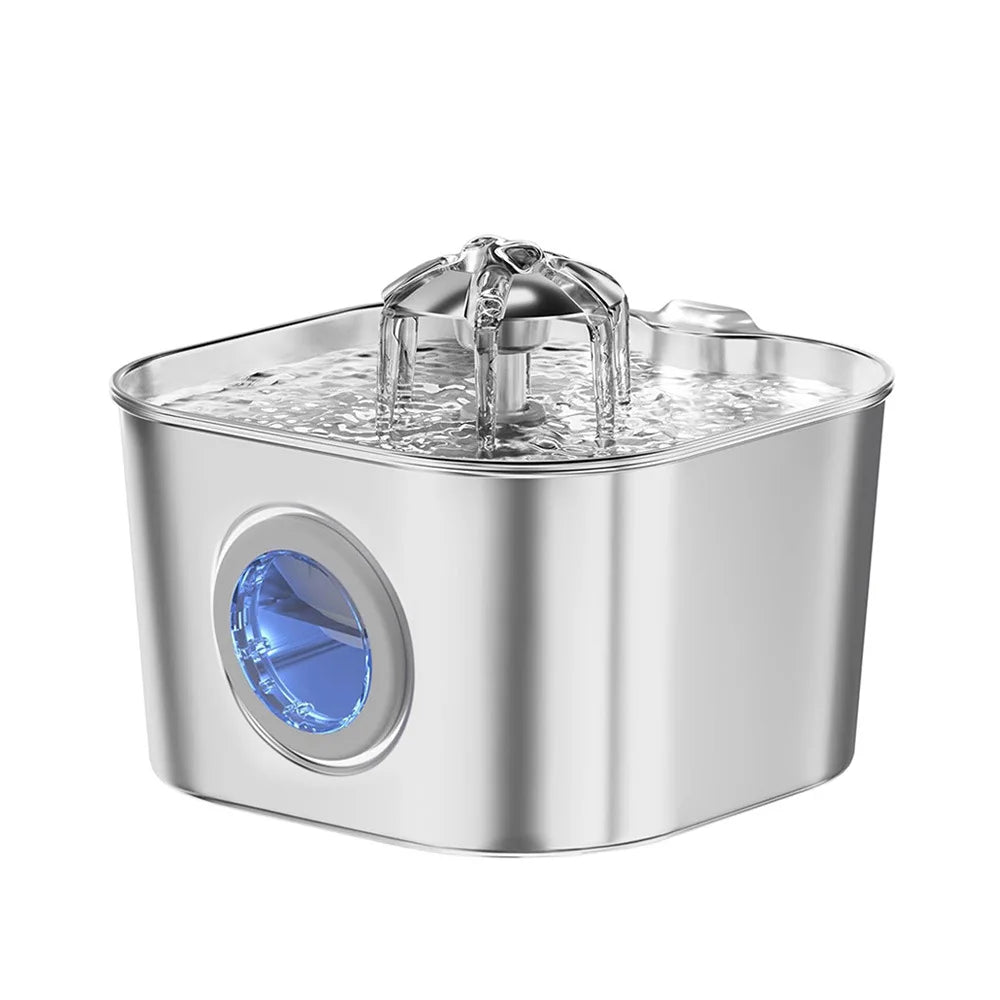 Factory Wholesale 2.2L Ultra Quiet Stainless Steel Cat Water Fountain Custom Automatic Pet Water Dispenser for Cats Dogs