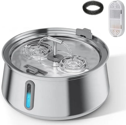 Cat Water Fountain Stainless Steel 1.1 Gal/135Oz/4.0L Large Drinking Capacity Hygienic 5-Stage Filtration Waterer Purifier