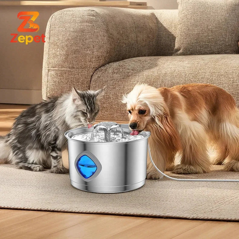 Cat Water Fountain Dog Water Dispenser Pet Drinking Fountain Stainless Steel Quiet Pet Water Fountain