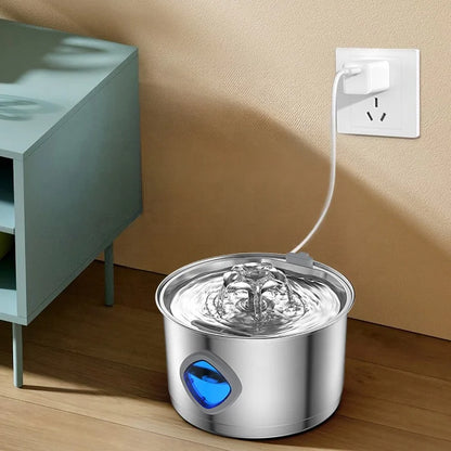 Cat Water Fountain Dog Water Dispenser Pet Drinking Fountain Stainless Steel Quiet Pet Water Fountain