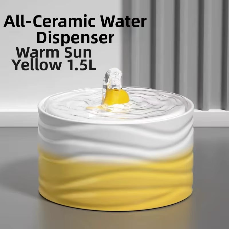 Professional Ceramic Cat Dog Water Fountain Aesthetic Automatic Self-Circulating Water Dispenser Ultra Quiet Pump Solid