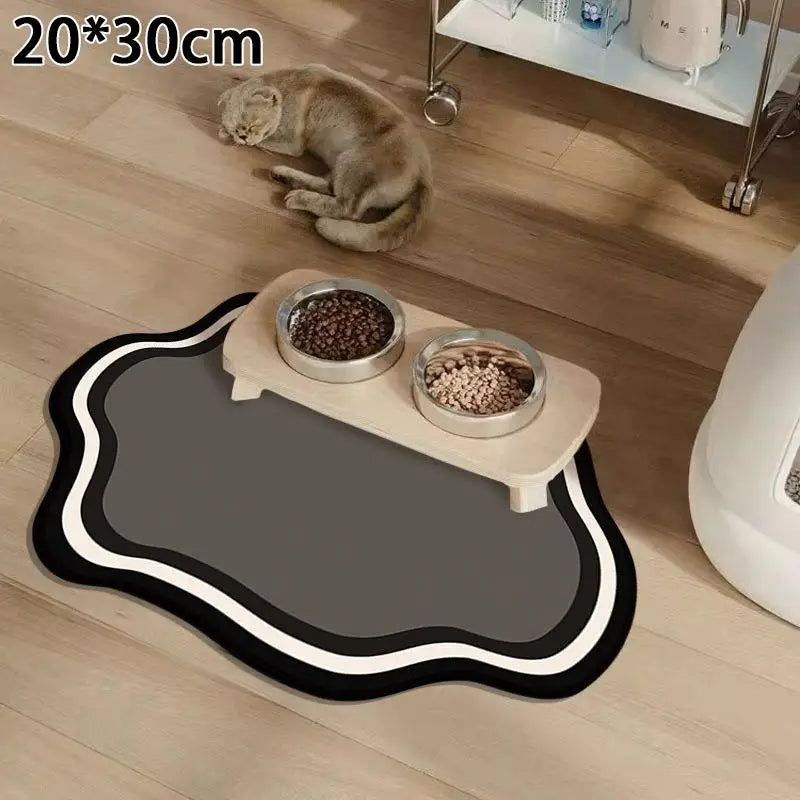 Diatomaceous Mud Absorbent Pet Placemat for Food and Water Bowl with Waterproof Quick-Dry Rubber Backing Non-Slip Home Pet Mat
