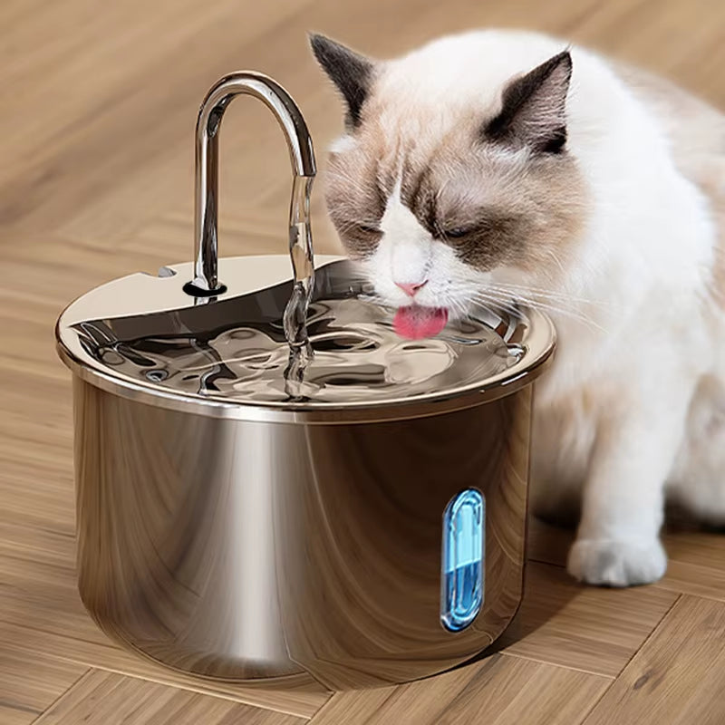 Cross-Border Hot Sale 2L Stainless Steel Cat & Dog Water Dispenser Smart Automatic Circulation Filter Detachable