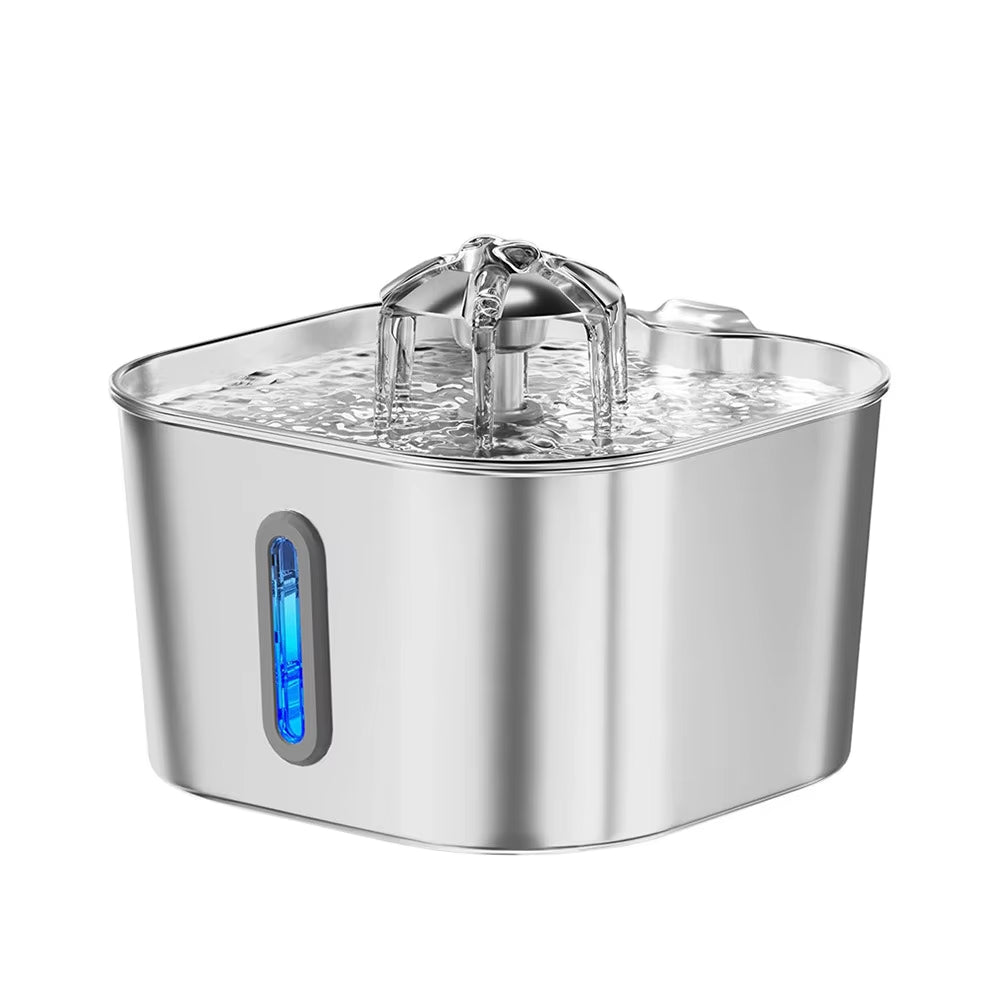 Customized 2.2L Stainless Steel Pet Water Fountain Factory Wholesale Super Silent Automatic Dog Cat Water Dispenser