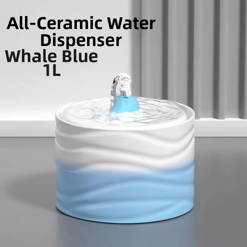 Professional Ceramic Cat Dog Water Fountain Aesthetic Automatic Self-Circulating Water Dispenser Ultra Quiet Pump Solid