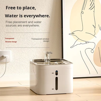 Automatic Stainless Steel Cat Fountain Pet Water Dispenser with Charging Automatic Circulation Smart Puppy Feed Water Fountain