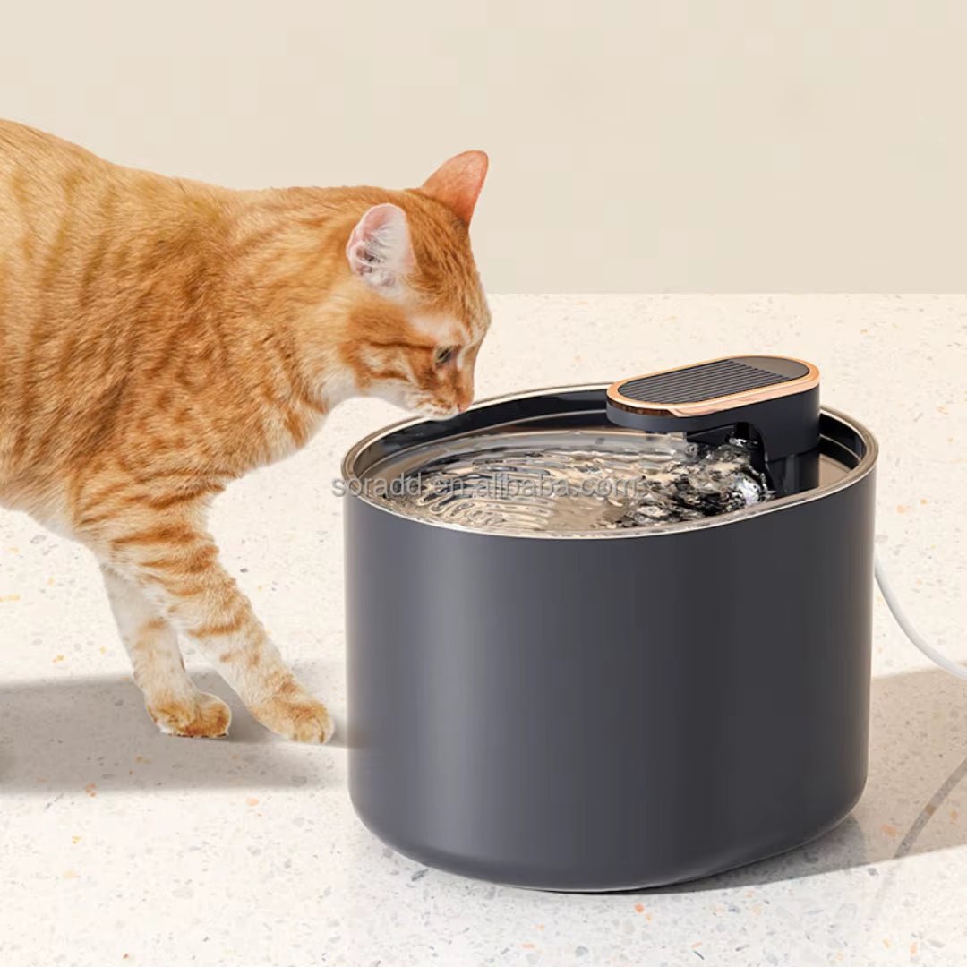 2025 Large Capacity Smart LCD Display Plastic Rounded Design Pet Water Dispenser Automatic Circulate Filtering Cat Dog 3L