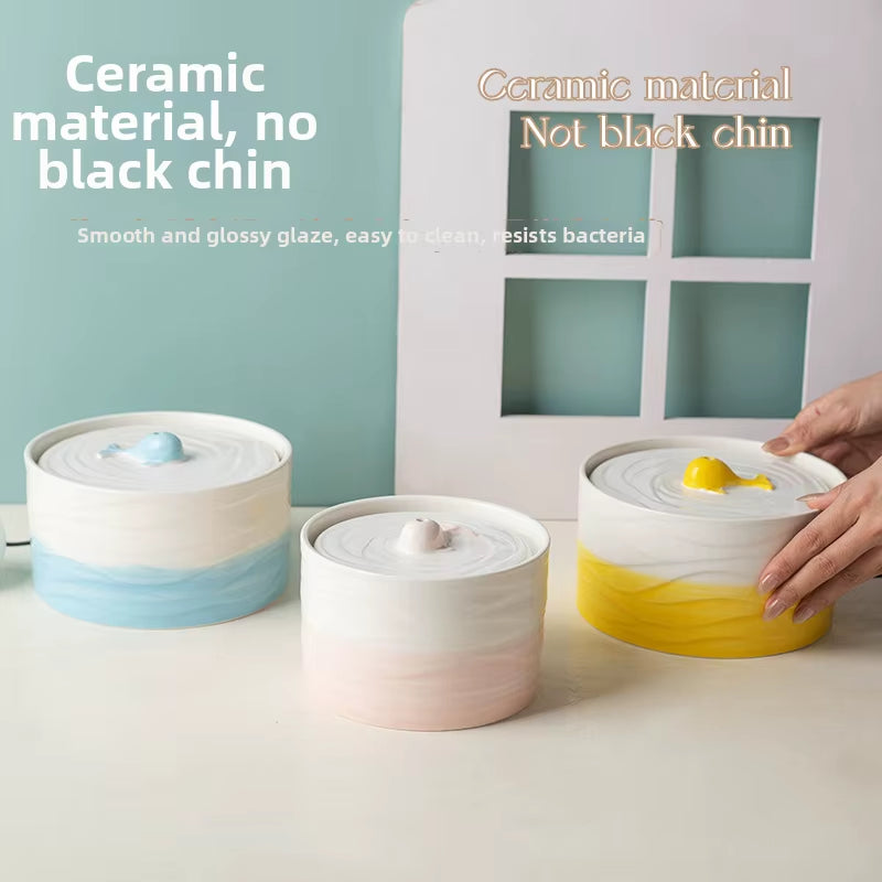 Professional Ceramic Cat Dog Water Fountain Aesthetic Automatic Self-Circulating Water Dispenser Ultra Quiet Pump Solid